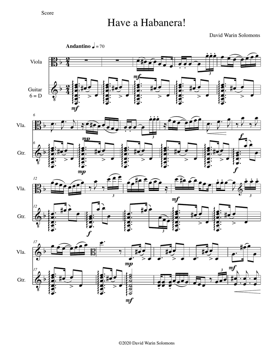 Have a habanera for viola and guitar String Duet scores gallery preview page 1