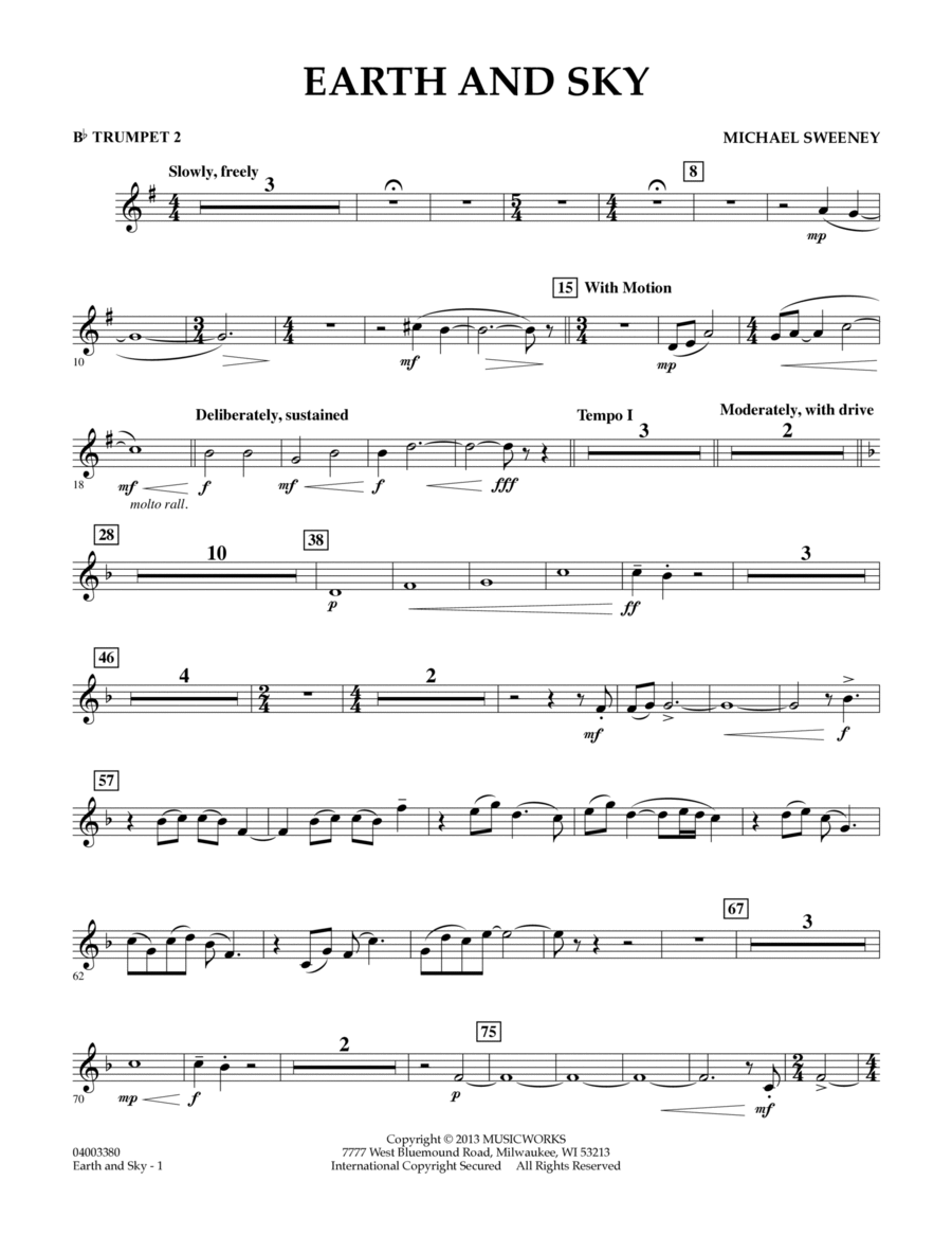 Earth and Sky - Bb Trumpet 2 Concert Band scores gallery preview page 1