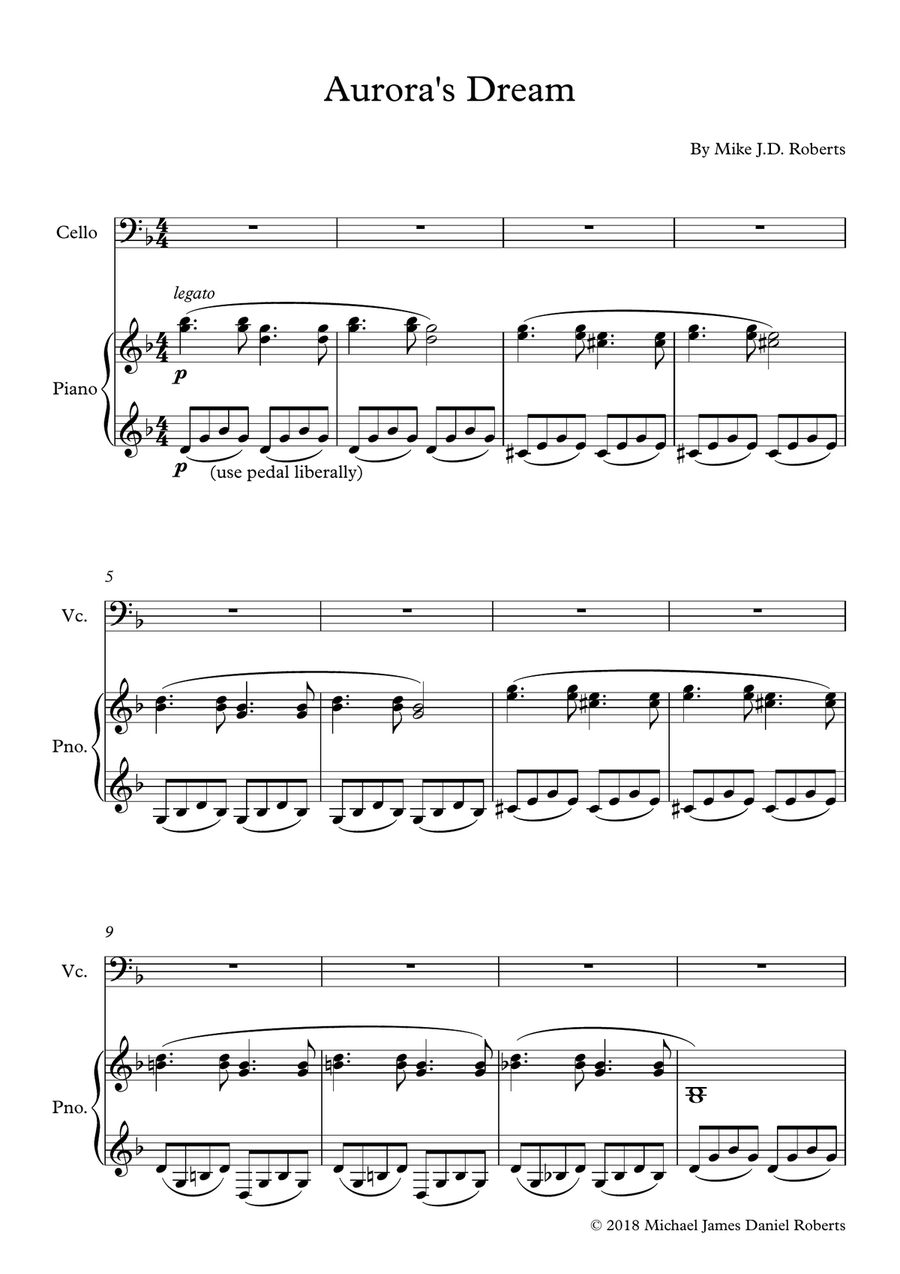 Aurora's Dream Piano scores gallery preview page 1