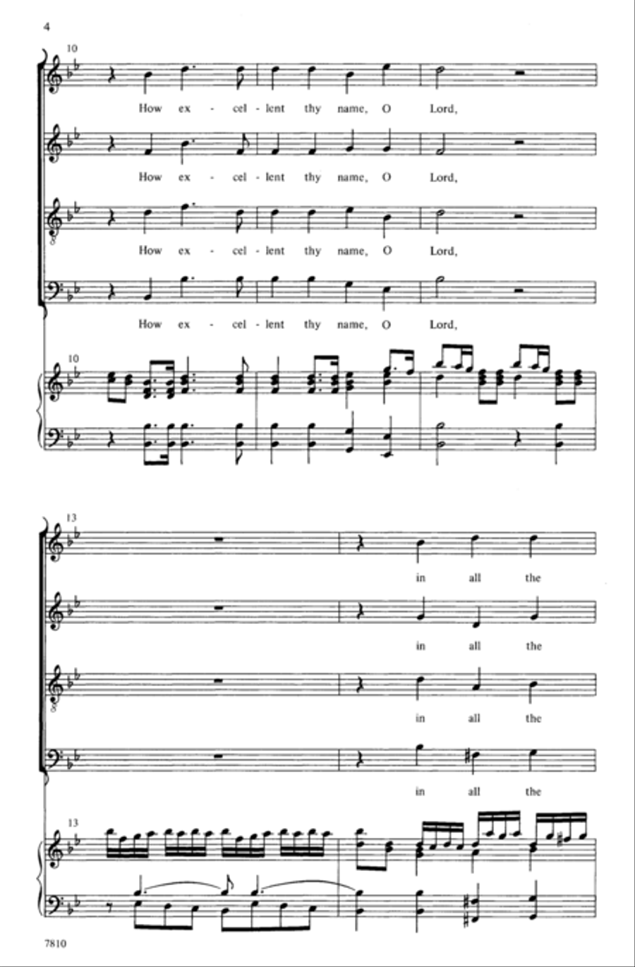 How Excellent Thy Name 4-Part scores gallery preview page 3