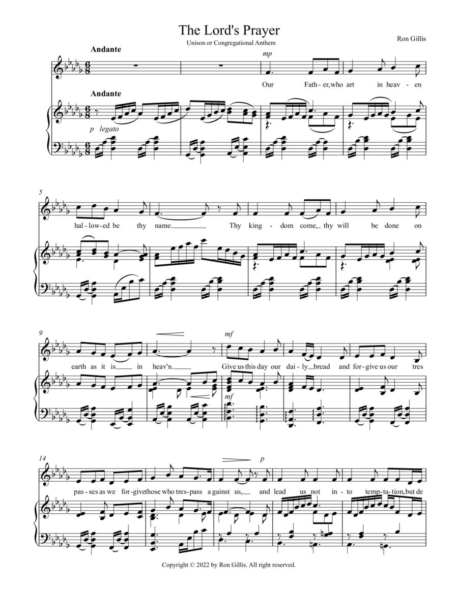 The Lord's Prayer The Lord's Prayer Piano, Vocal, Guitar scores gallery preview page 1