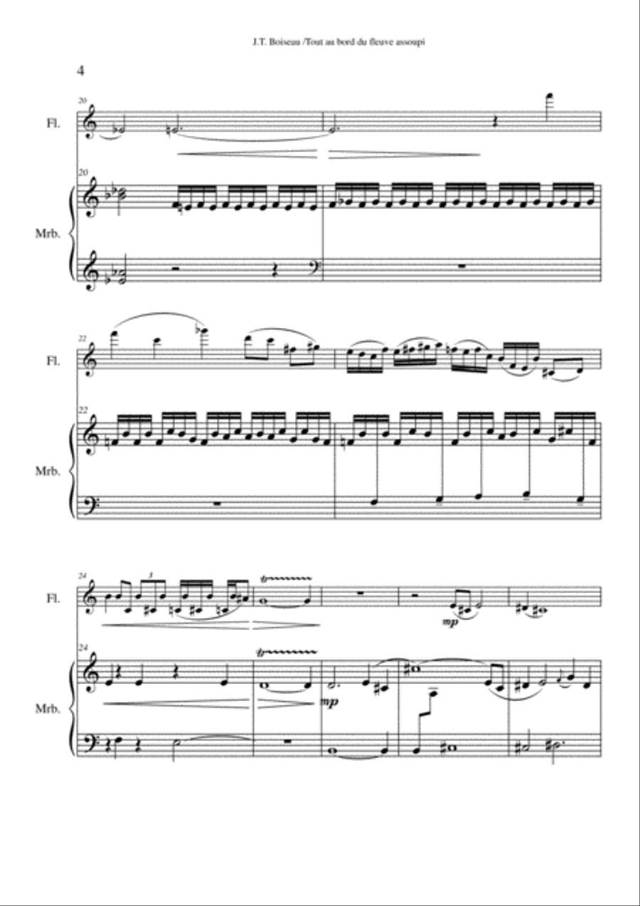 Jean-Thierry Boisseau: Tout au bord du fleuve assoupi for flute and marimba Flute scores gallery preview page 4
