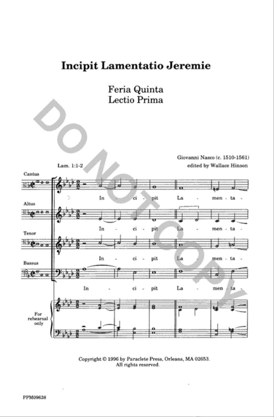 Lamentations of the Prophet Jeremiah 4-Part scores gallery preview page 2