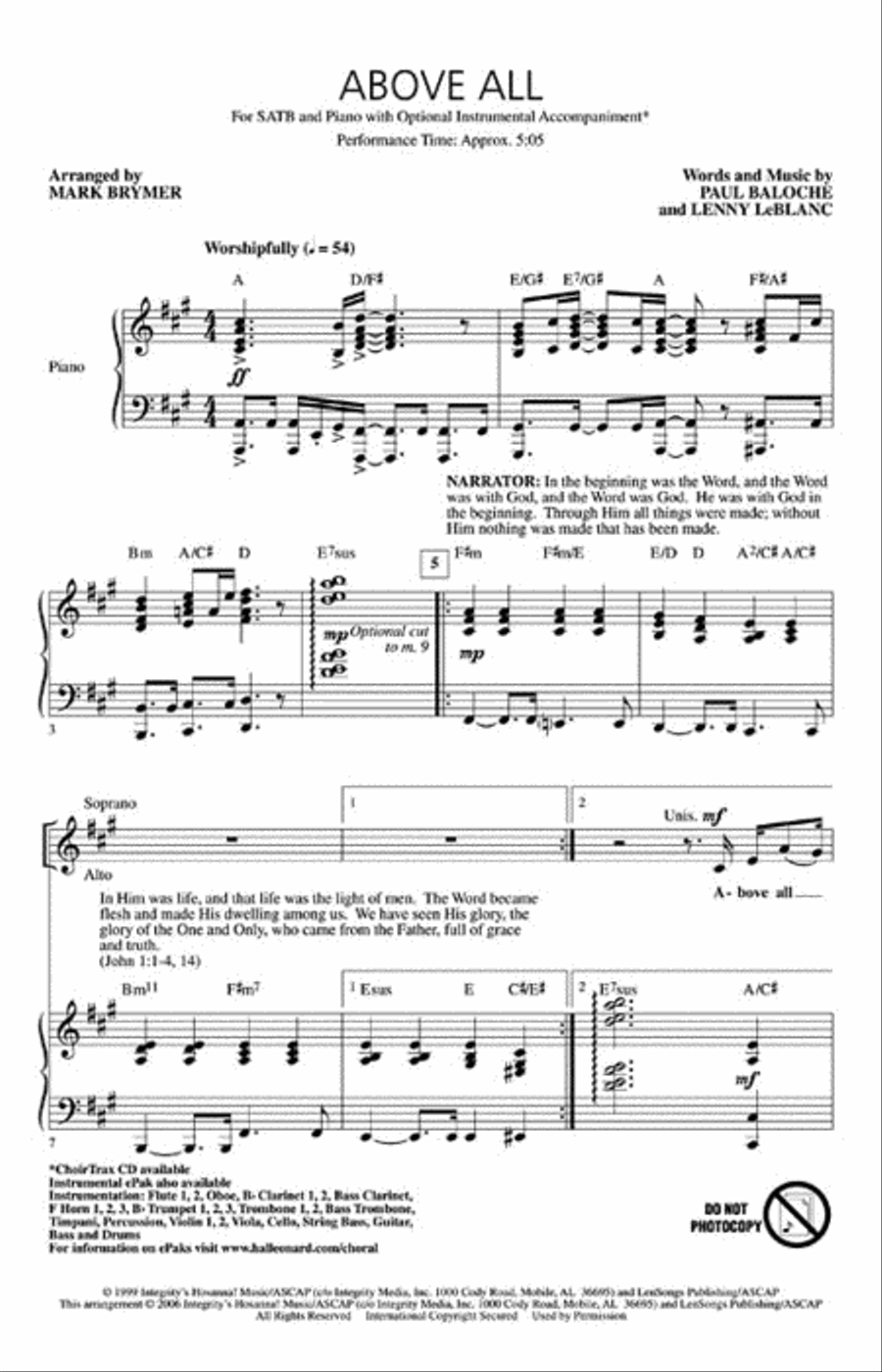 Above All Choir scores gallery preview page 2
