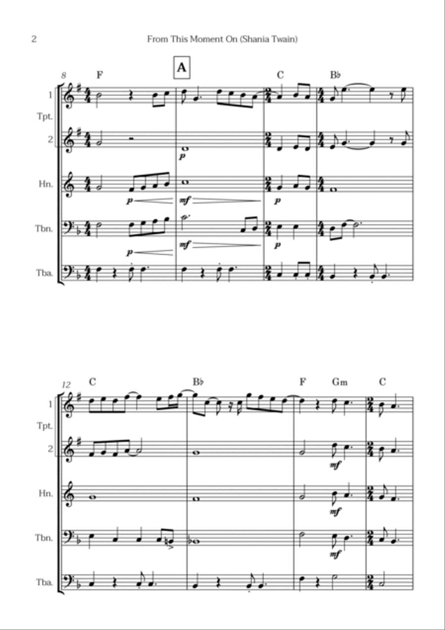 From This Moment On Brass Quintet scores gallery preview page 2