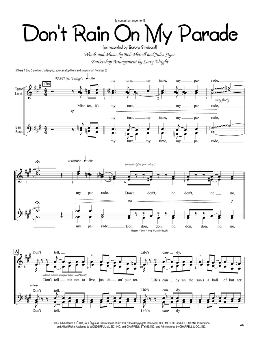 Don't Rain On My Parade SSAA scores gallery preview page 1