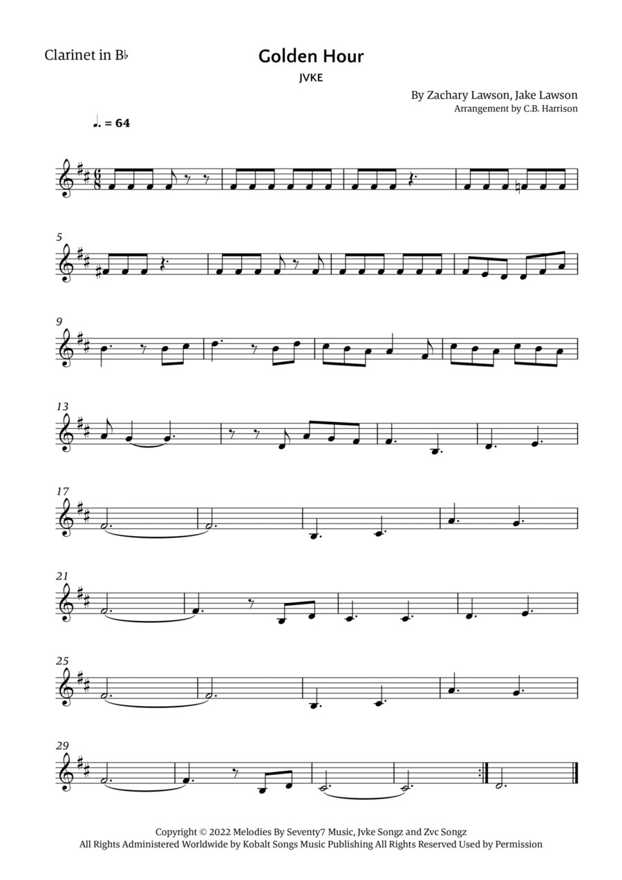 Golden Hour B-Flat Clarinet scores gallery preview page 1