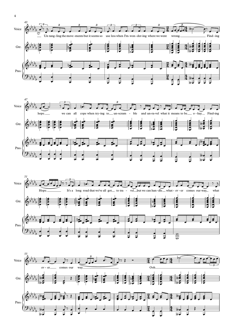 Finding Hope - Piano, Voice & Guitar Choir - Digital Sheet Music page 4
