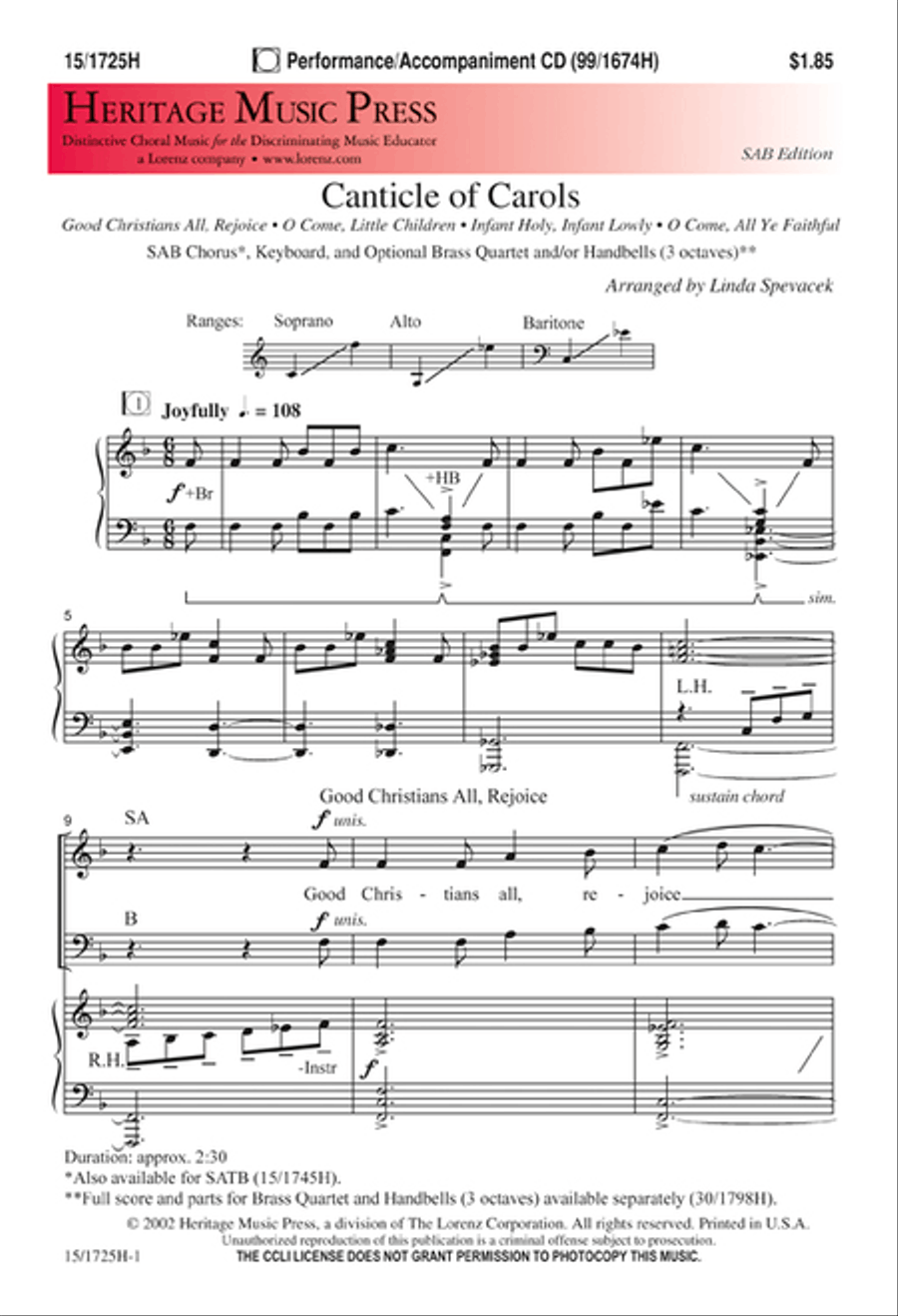 Canticle of Carols 3-Part scores gallery preview page 1