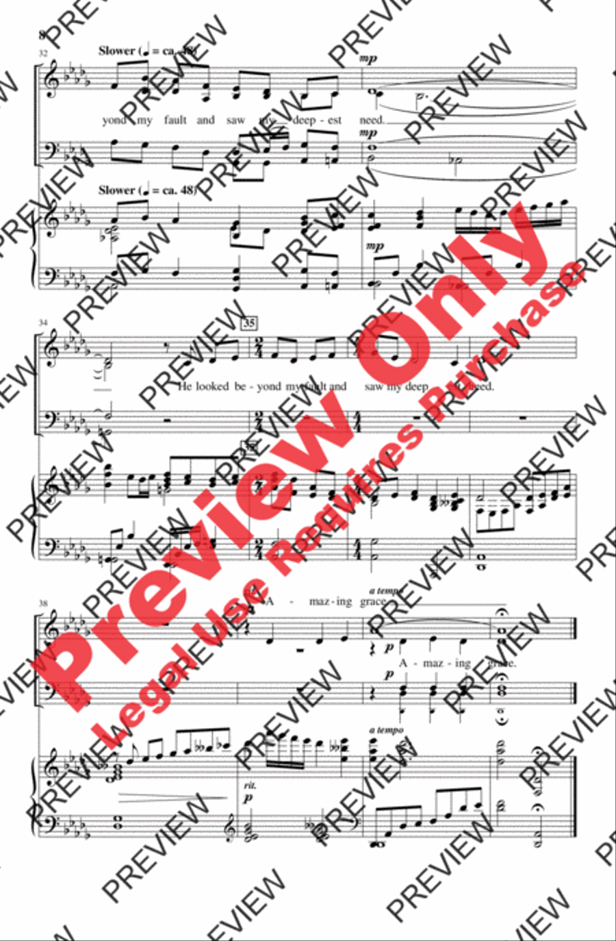 He Looked Beyond My Fault 4-Part scores gallery preview page 8