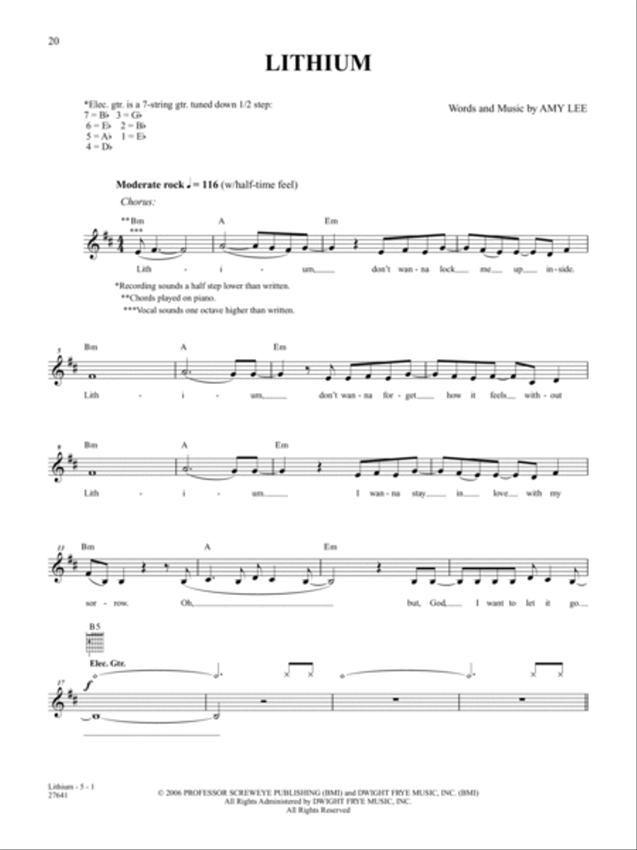 Lithium Guitar Tablature scores gallery preview page 1
