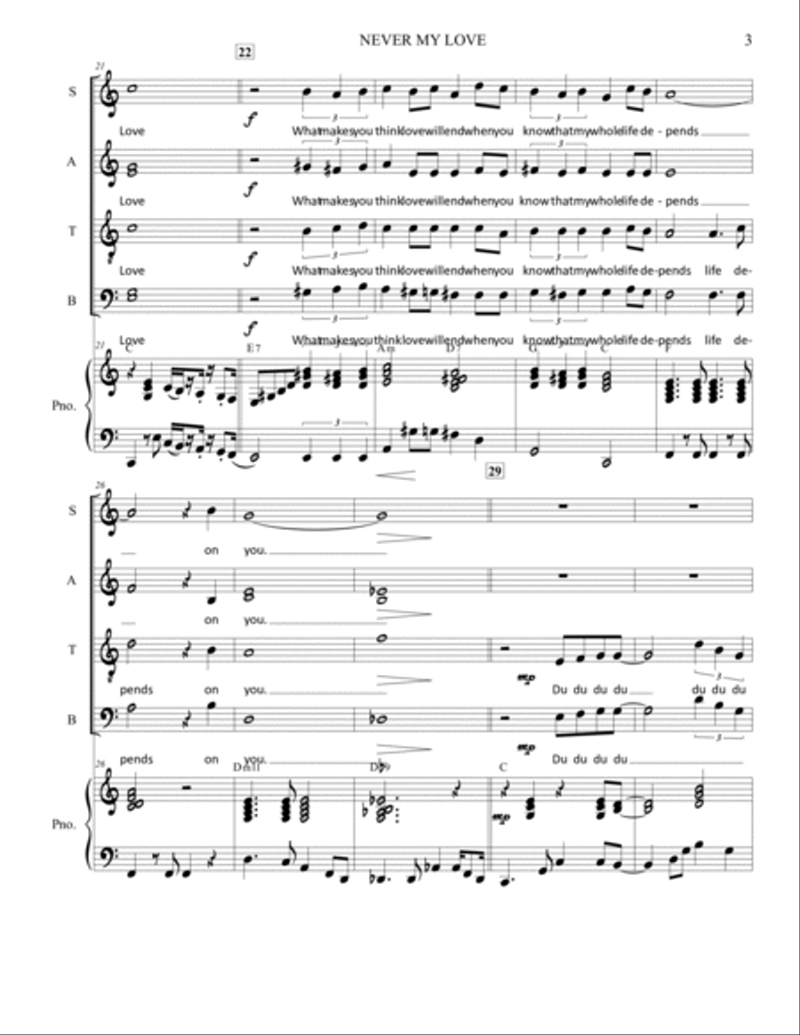 Never My Love Divisi scores gallery preview page 3