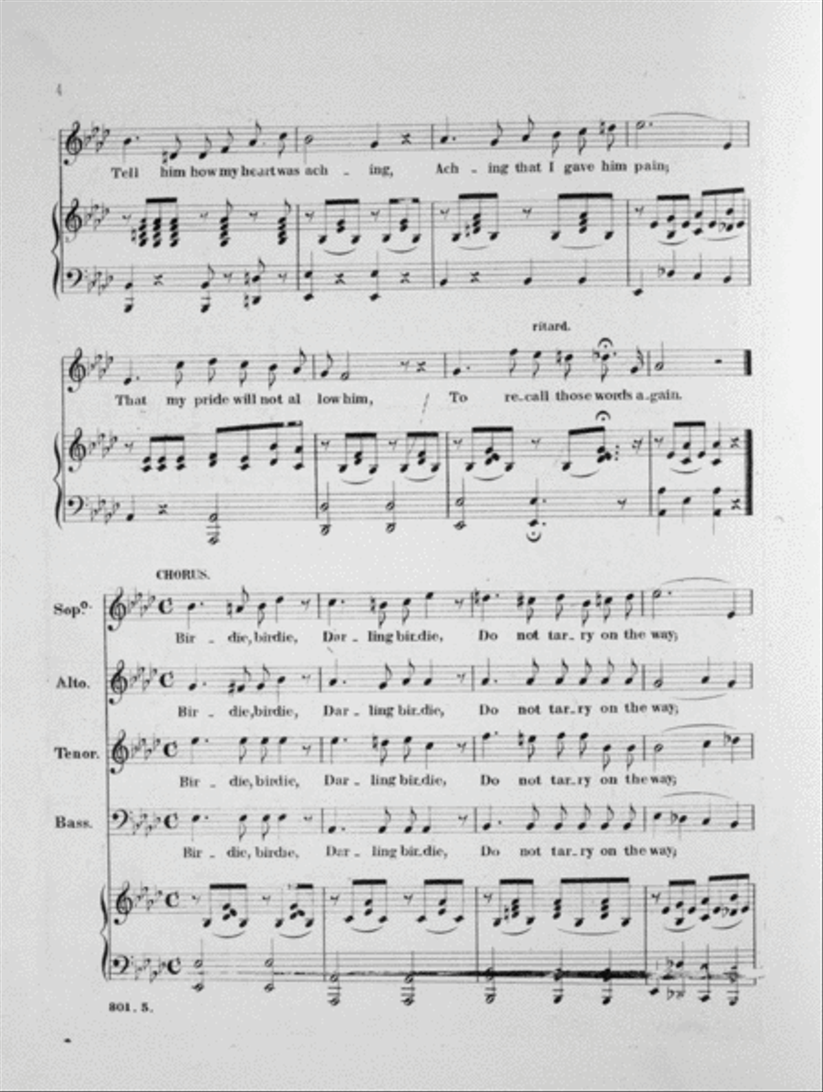 Birdie Darling, or, Fly Across the Ocean Birdie. Beautiful Song and Chorus Choir scores gallery preview page 3