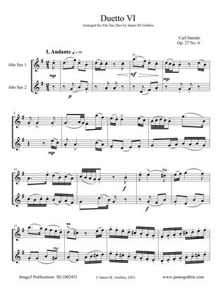 Stamitz: Duet Op. 27. No. 6 for Alto Sax Duo