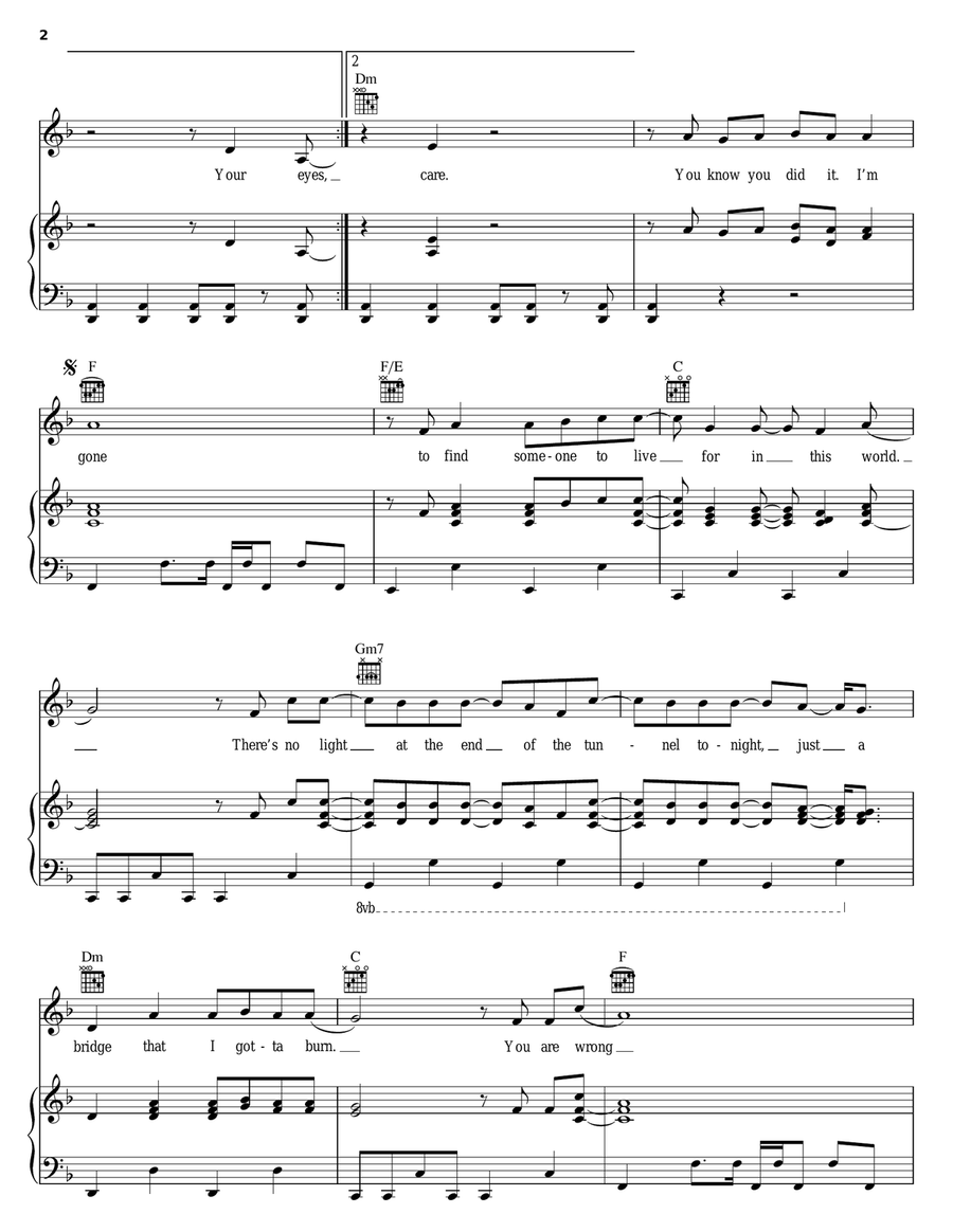 Gone Piano, Vocal, Guitar scores gallery preview page 2