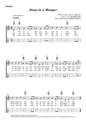 Away in a Manger – Cradle Song (for Ukulele with TAB)