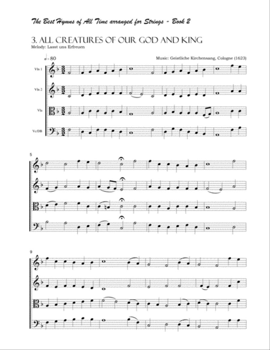 The Best Hymns of All Time (for Strings) Book 2 String Quartet scores gallery preview page 5