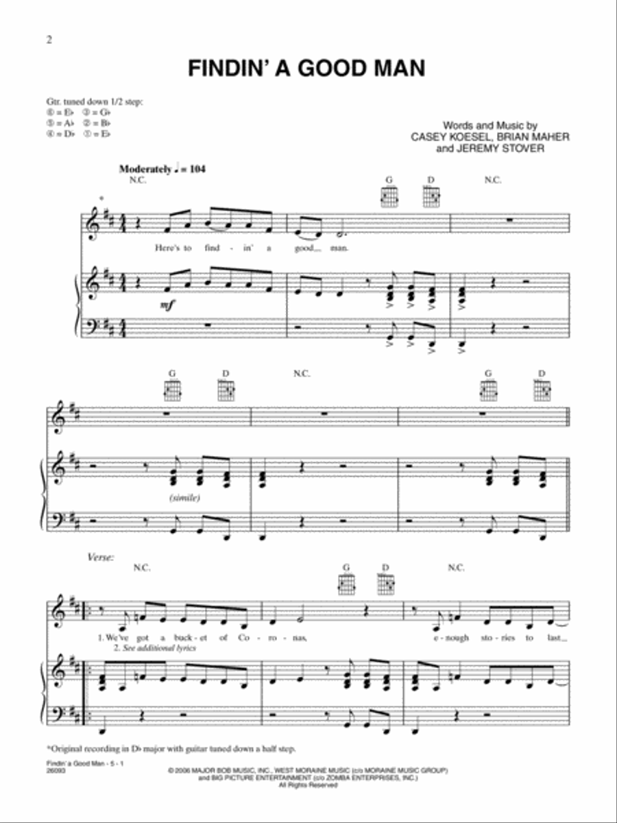 Finding a Good Man Piano, Vocal, Guitar scores gallery preview page 1