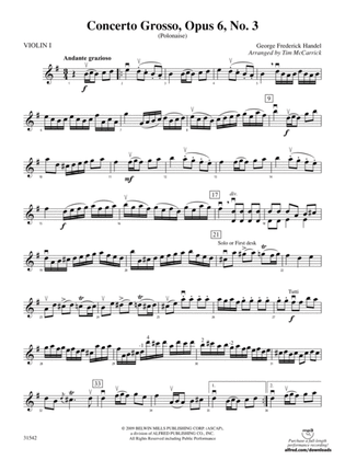 Book cover for Concerto Grosso, Opus 6, No. 3 (Polonaise): 1st Violin