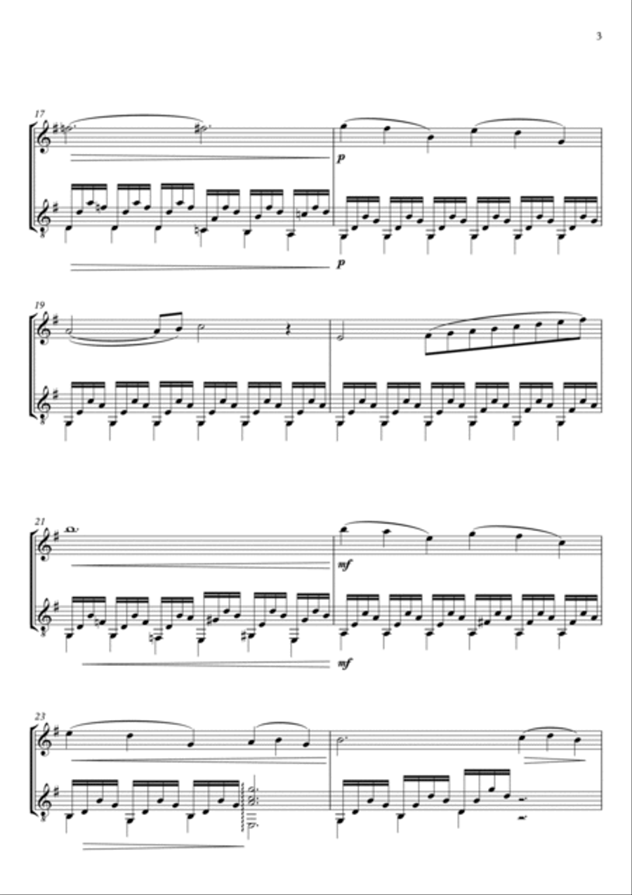 THE SWAN - CAMILLE SAINT SAENS - FOR FLUTE AND GUITAR Chamber Music scores gallery preview page 4