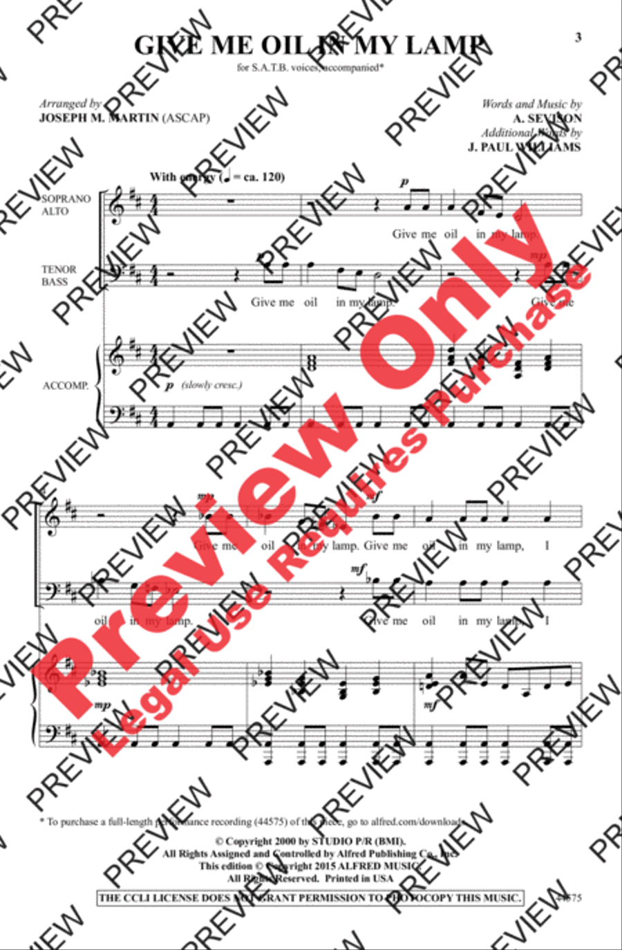 Give Me Oil in My Lamp 4-Part scores gallery preview page 3