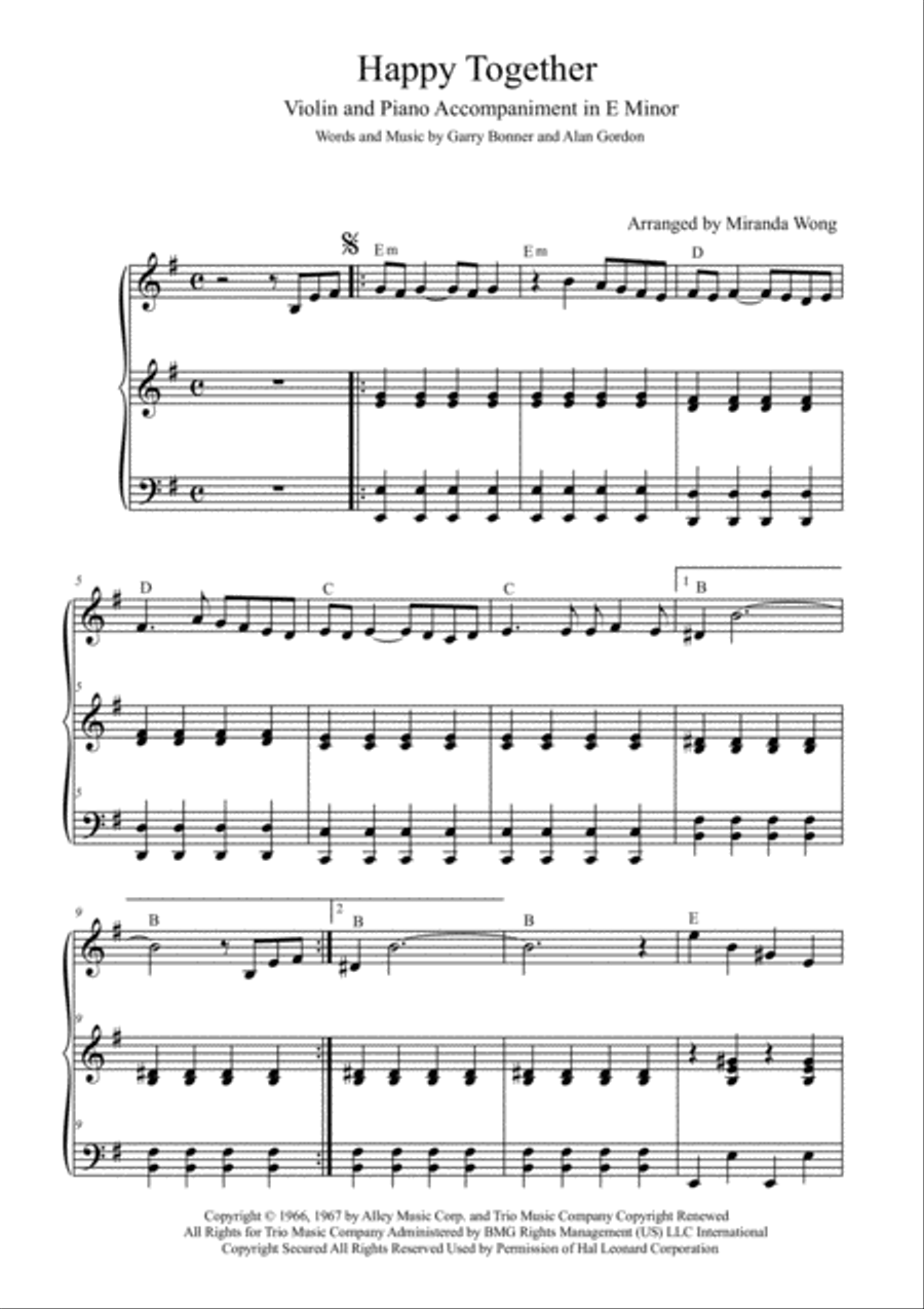 Happy Together Violin Solo scores gallery preview page 3