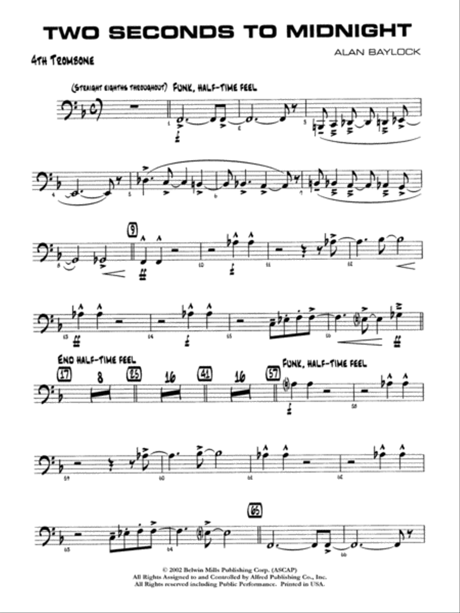 Two Seconds to Midnight: 4th Trombone Jazz Ensemble scores gallery preview page 1