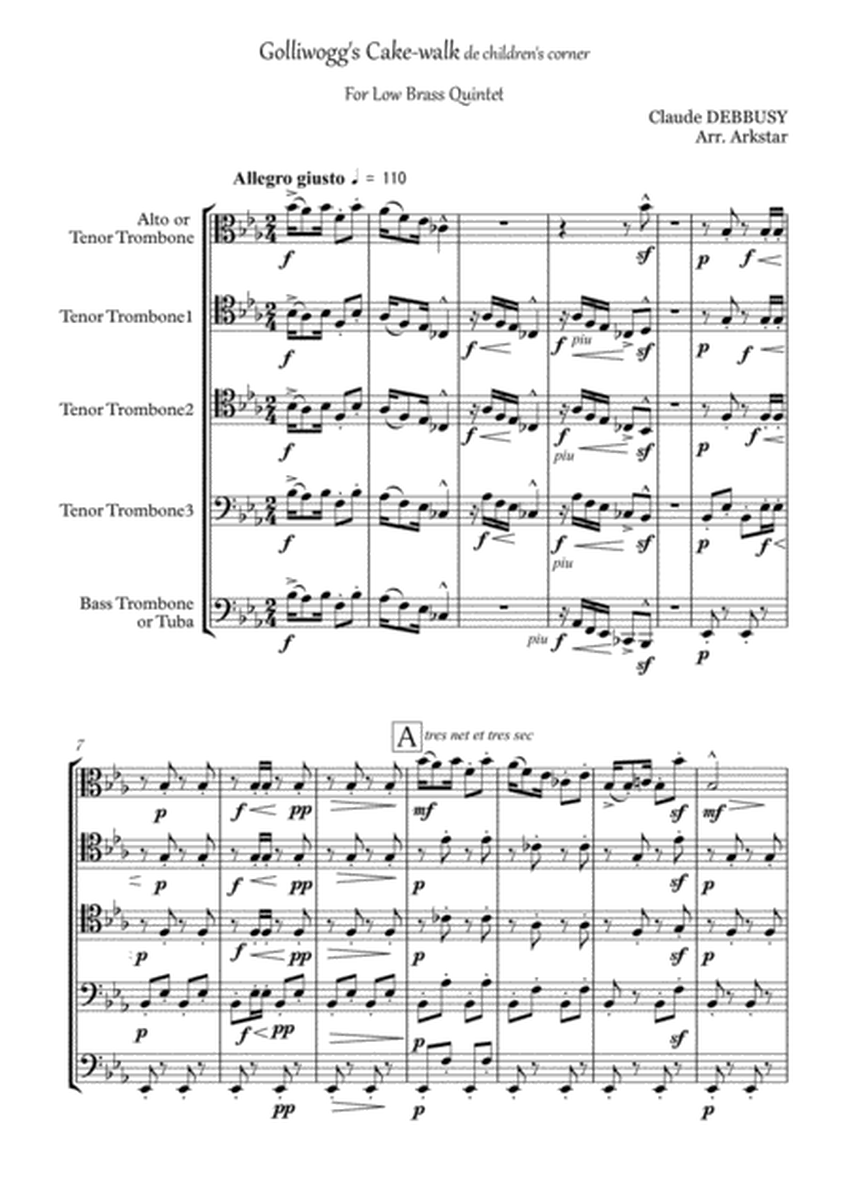 Golliwogg's Cakewalk from Children's Corner for Low Brass Quintet (5 Trombones or 4 trombones and Tu image number null