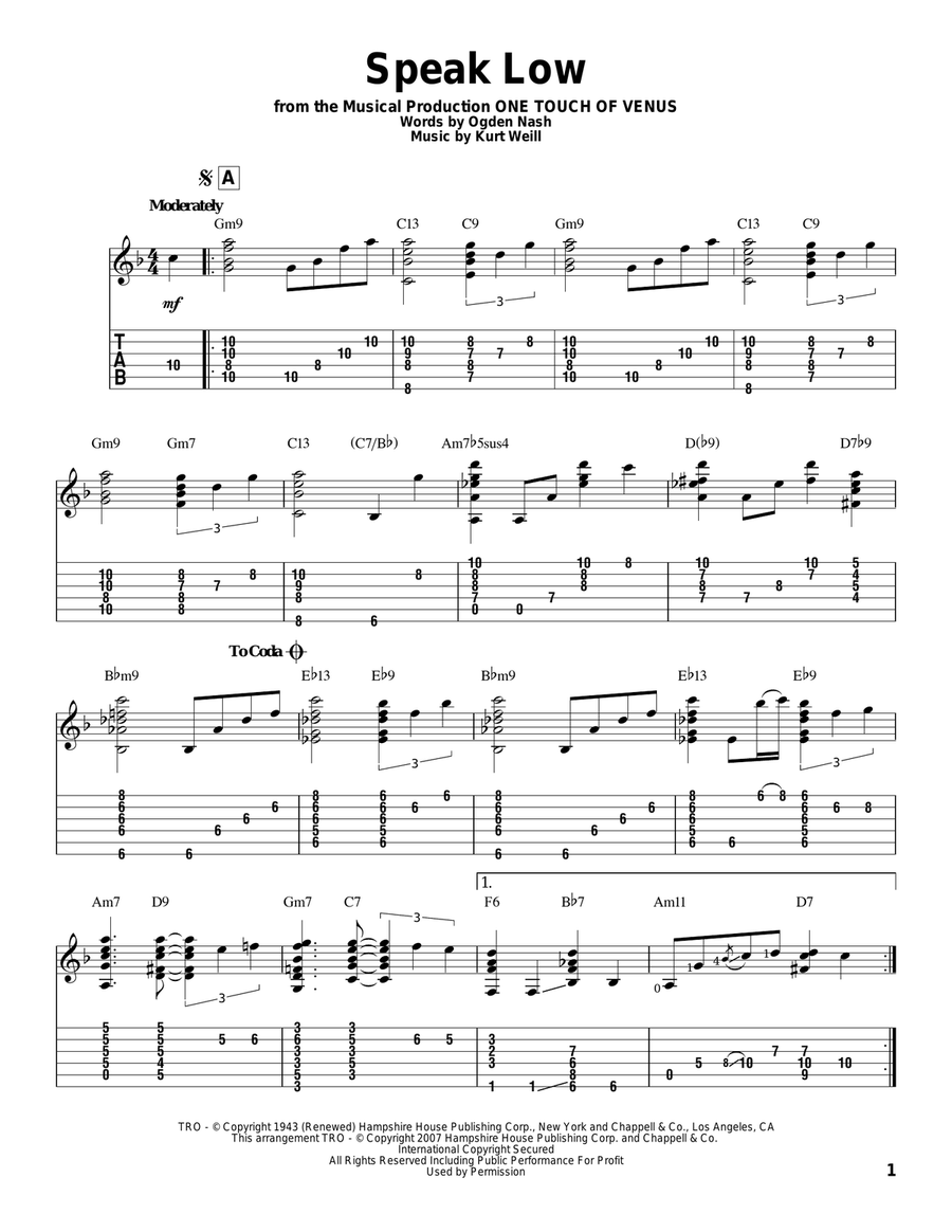Speak Low Speak Low Electric Guitar scores gallery preview page 1