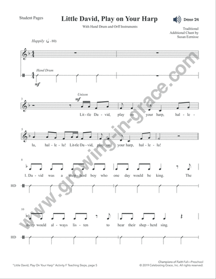Champions of Faith: Preschool - Fall Unison Choir scores gallery preview page 20