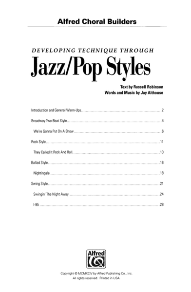 Developing Technique Through Jazz/Pop Styles