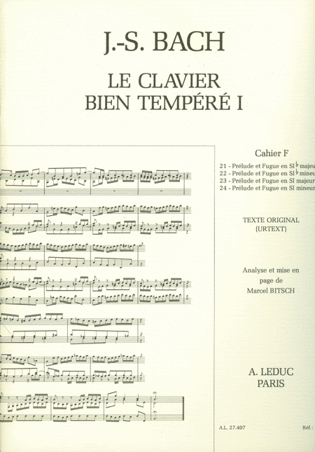 Le Clavier Bien Tempere Vol.1f (piano Solo)