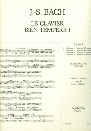 Book cover for Le Clavier Bien Tempere Vol.1f (piano Solo)
