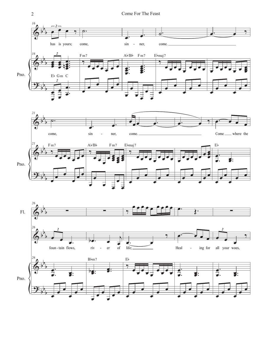 Come For The Feast (Vocal solo - Medium Key) Piano, Vocal scores gallery preview page 2