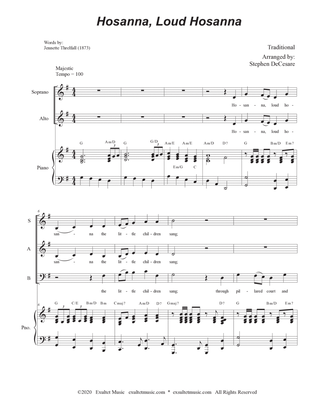Hosanna, Loud Hosanna (Vocal Trio (SAB) - Piano accompaniment)