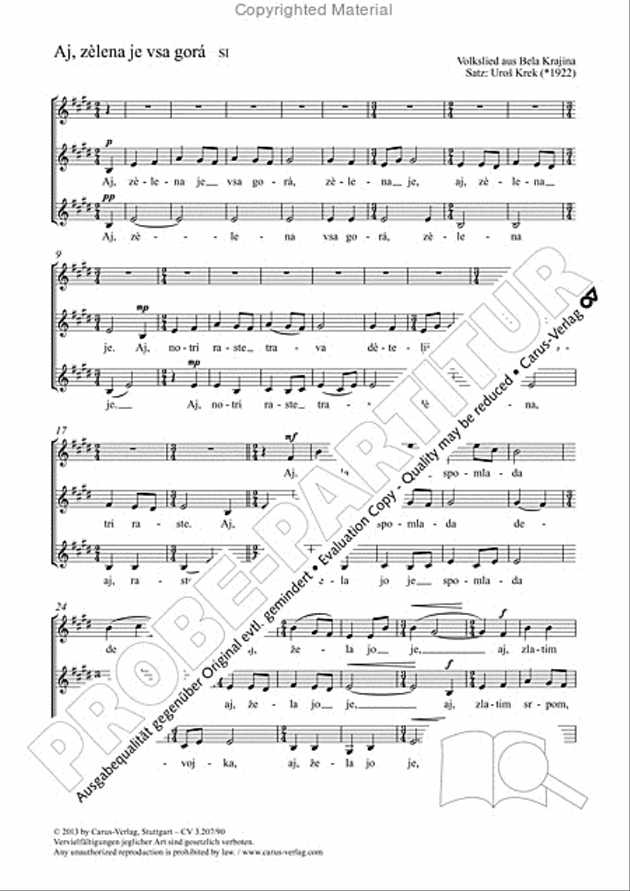 Aj, zelena je vsa gora Women's Choir scores gallery preview page 2