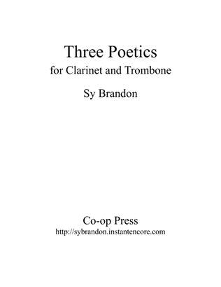Book cover for Three Poetics for Clarinet and Trombone