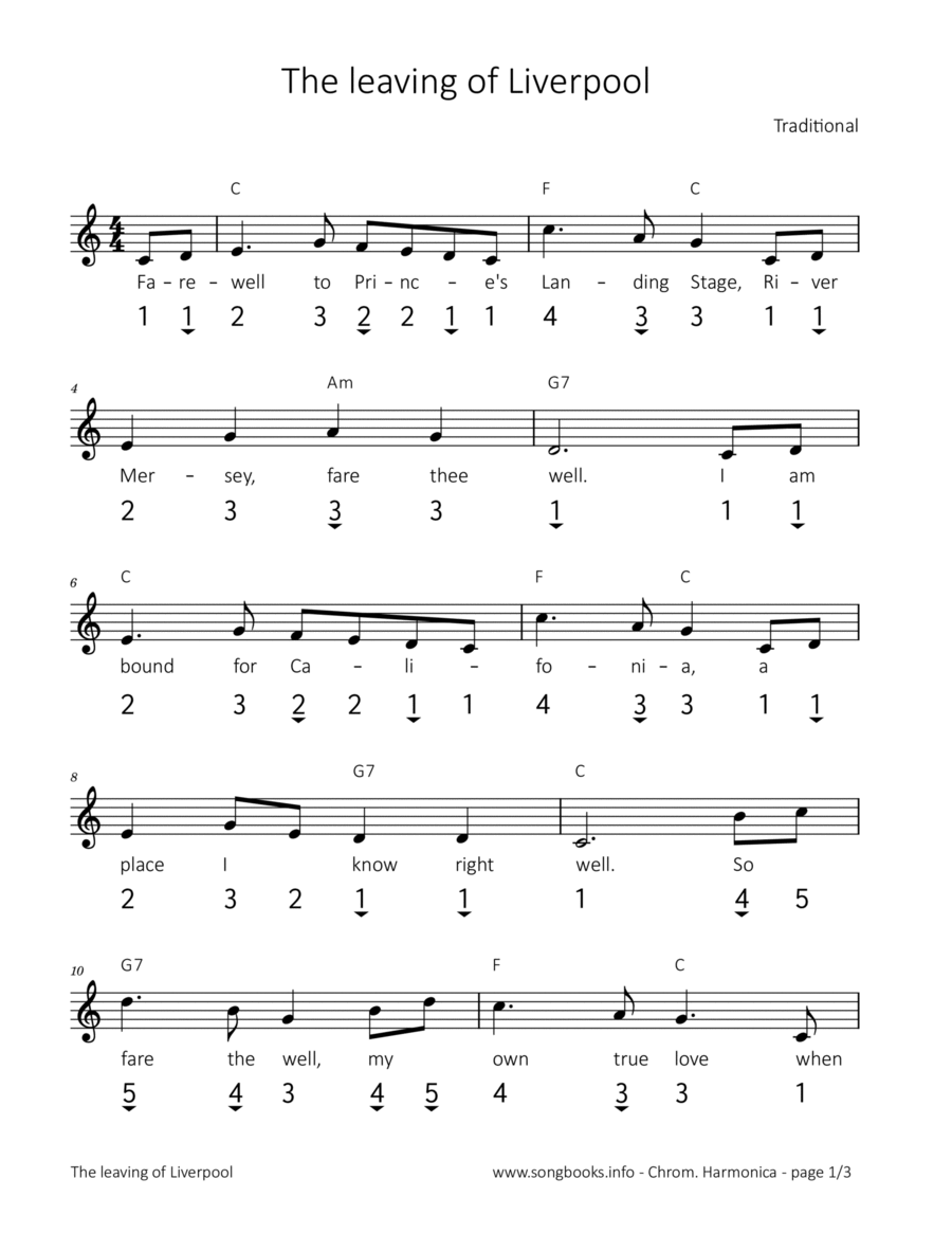 The leaving of Liverpool Harmonica scores gallery preview page 1