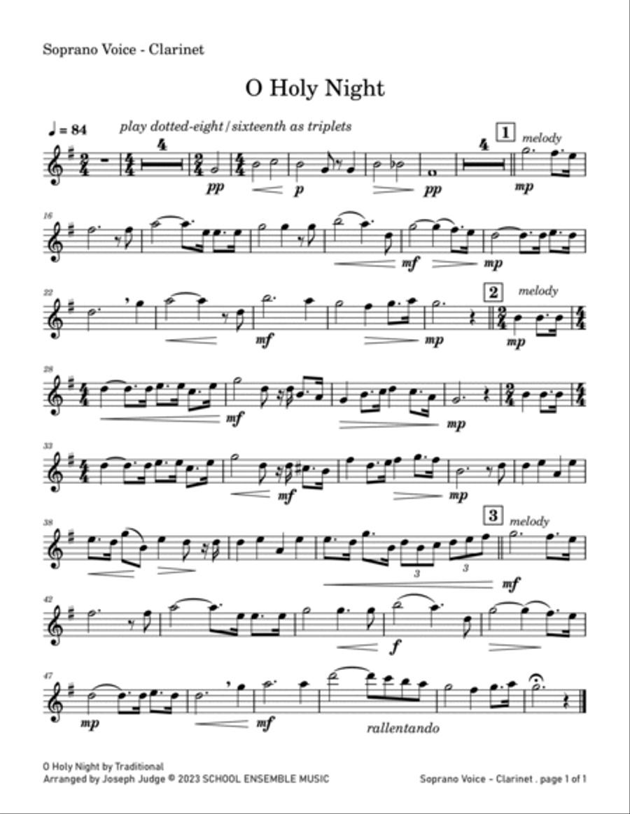 O Holy Night for Clarinet Quartet in Schools Clarinet Quartet scores gallery preview page 4