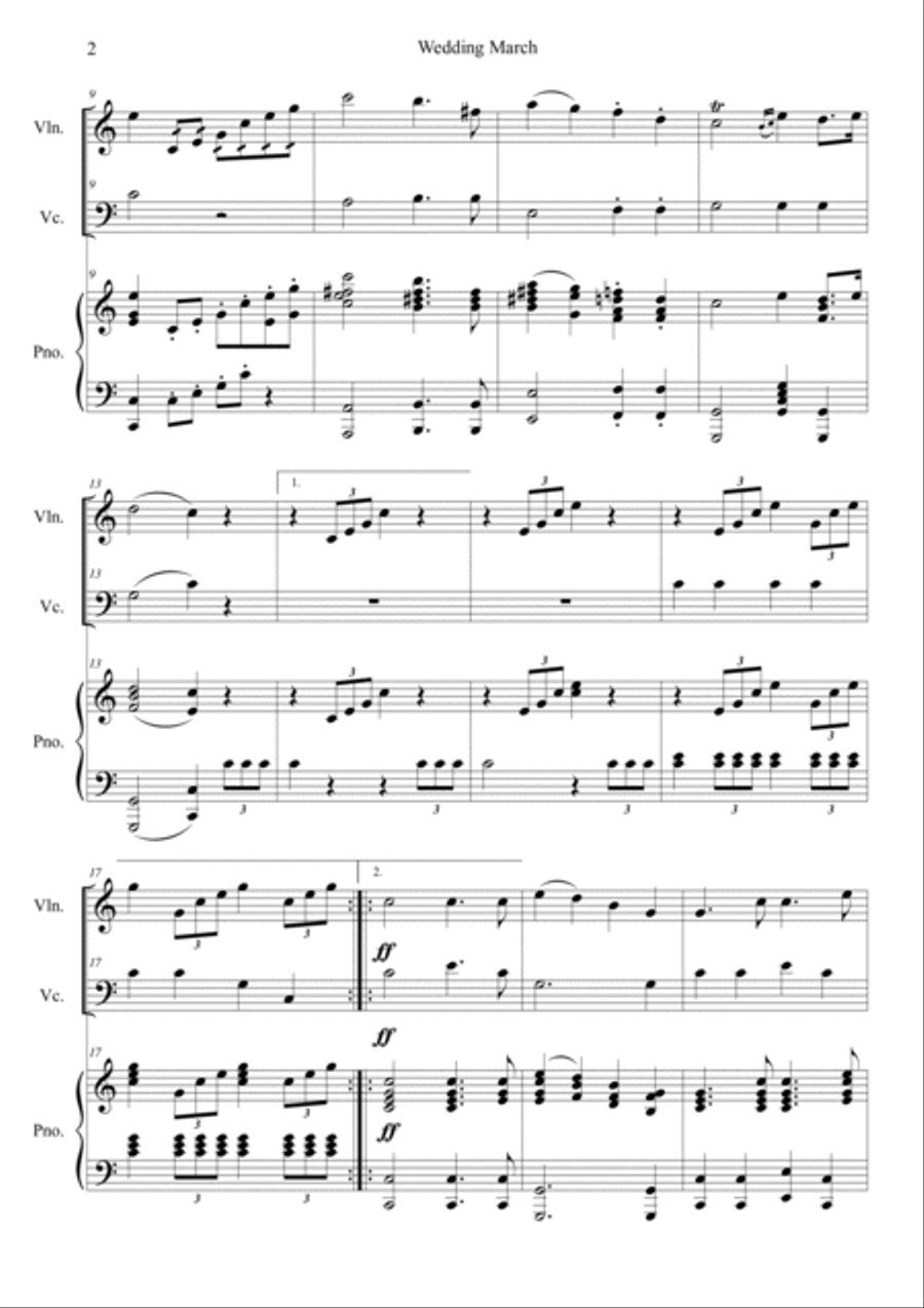 Wedding March Piano Trio scores gallery preview page 2
