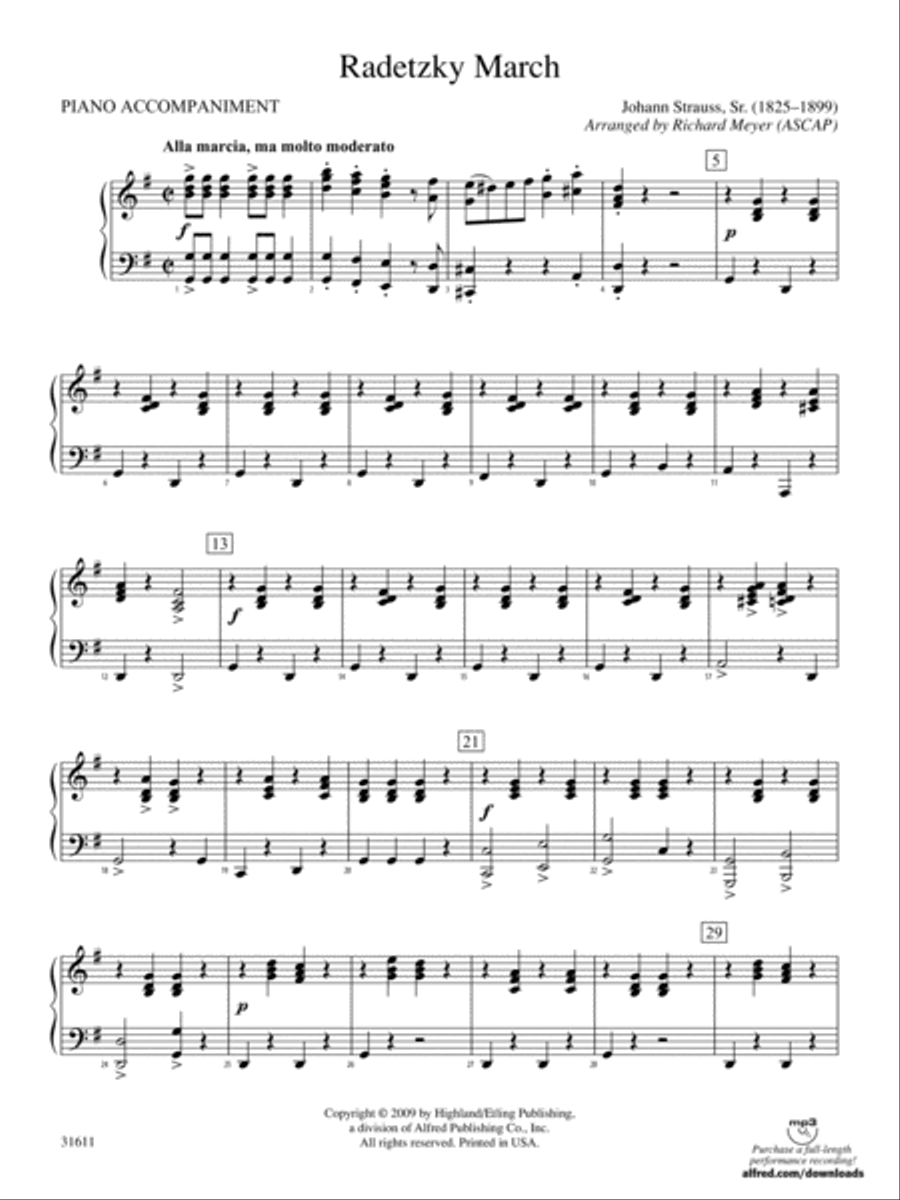 Radetzky March: Piano Accompaniment Full Orchestra scores gallery preview page 1