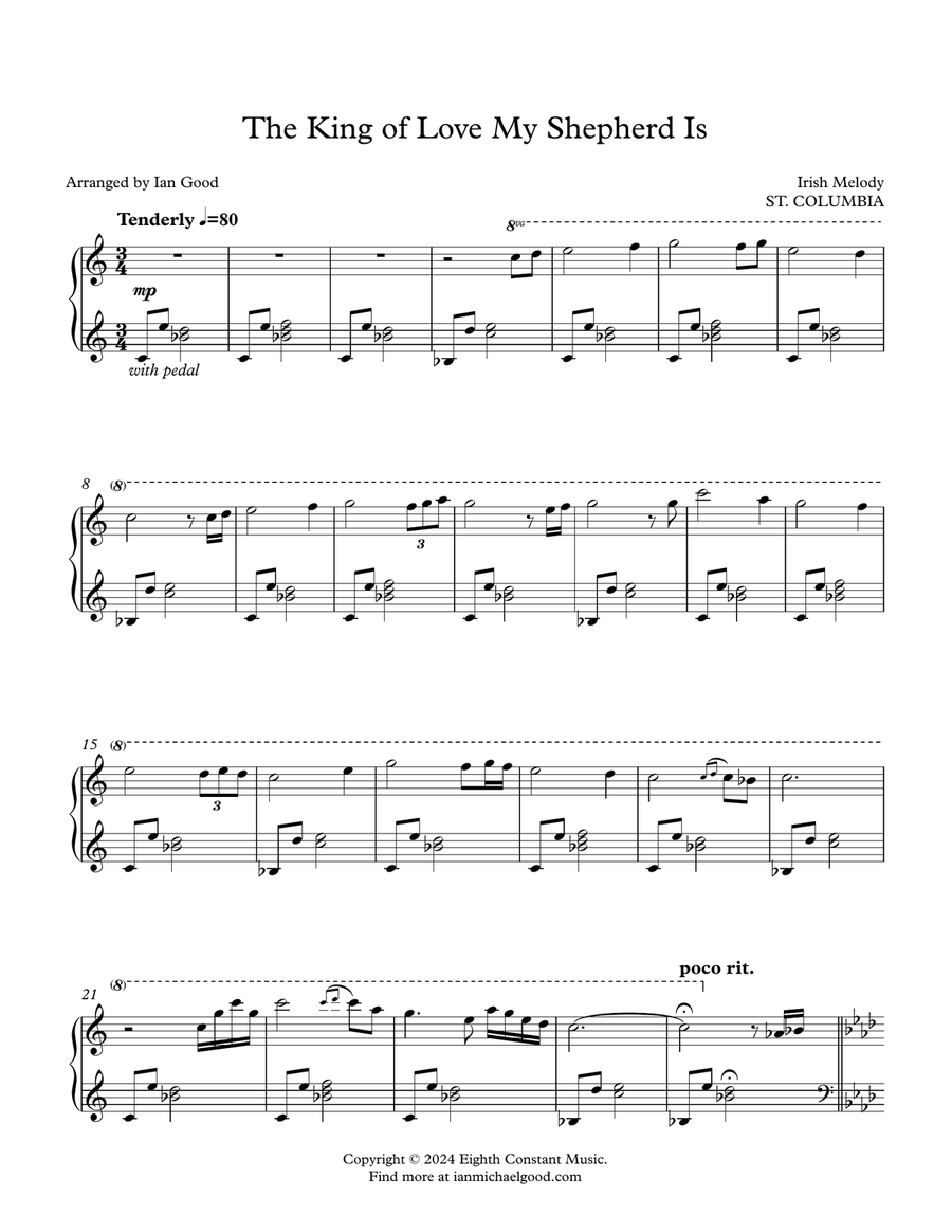 The King of Love My Shepherd Is (new age piano) Piano Solo scores gallery preview page 1