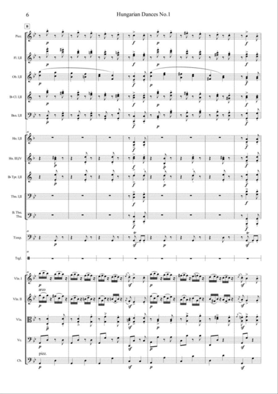 Hungarian Dances No.1 in G minor, Allegro molto Full Orchestra scores gallery preview page 6
