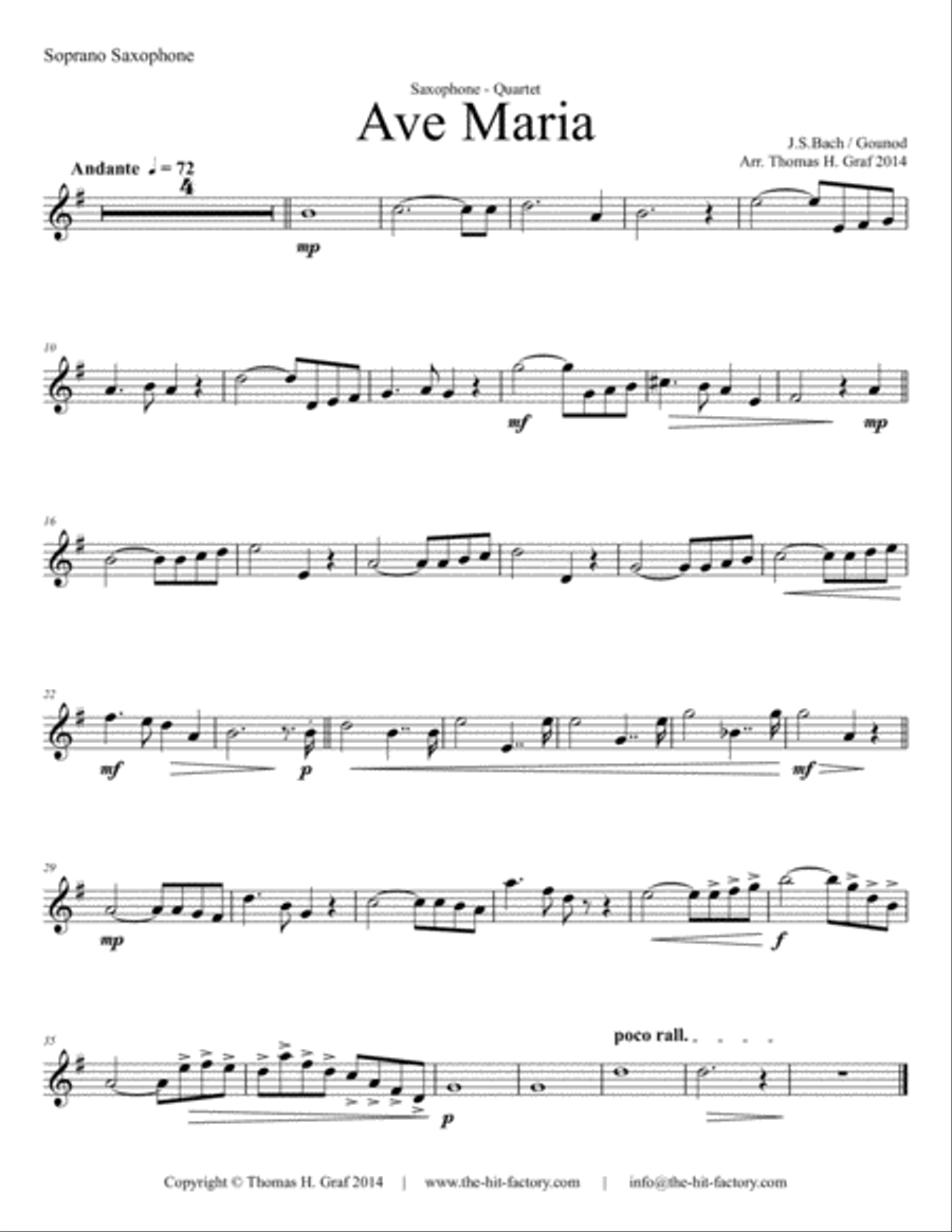 Ave Maria - Bach/Gounot - Saxophone Quartet Saxophone Quartet scores gallery preview page 5