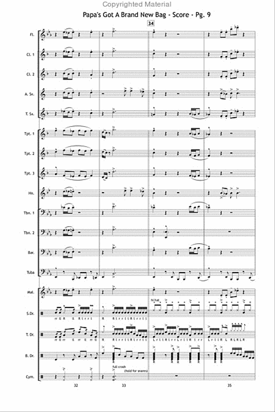 Papa's Got a Brand New Bag Marching Band scores gallery preview page 10