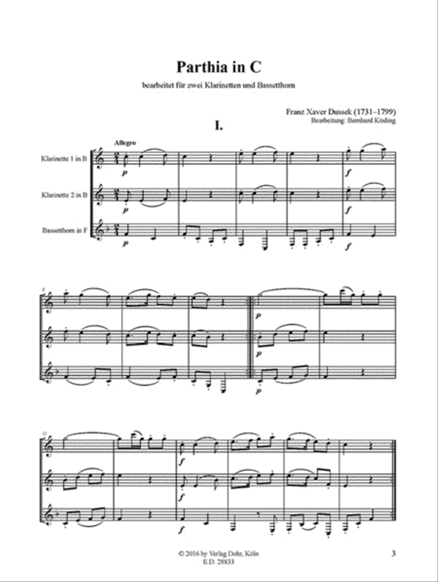 Parthia in C (für zwei Klarinetten und Bassetthorn) Clarinet Duet scores gallery preview page 2