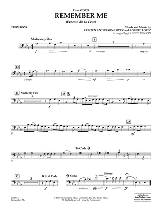 Book cover for Remember Me (from Coco) (arr. Johnnie Vinson) - Trombone