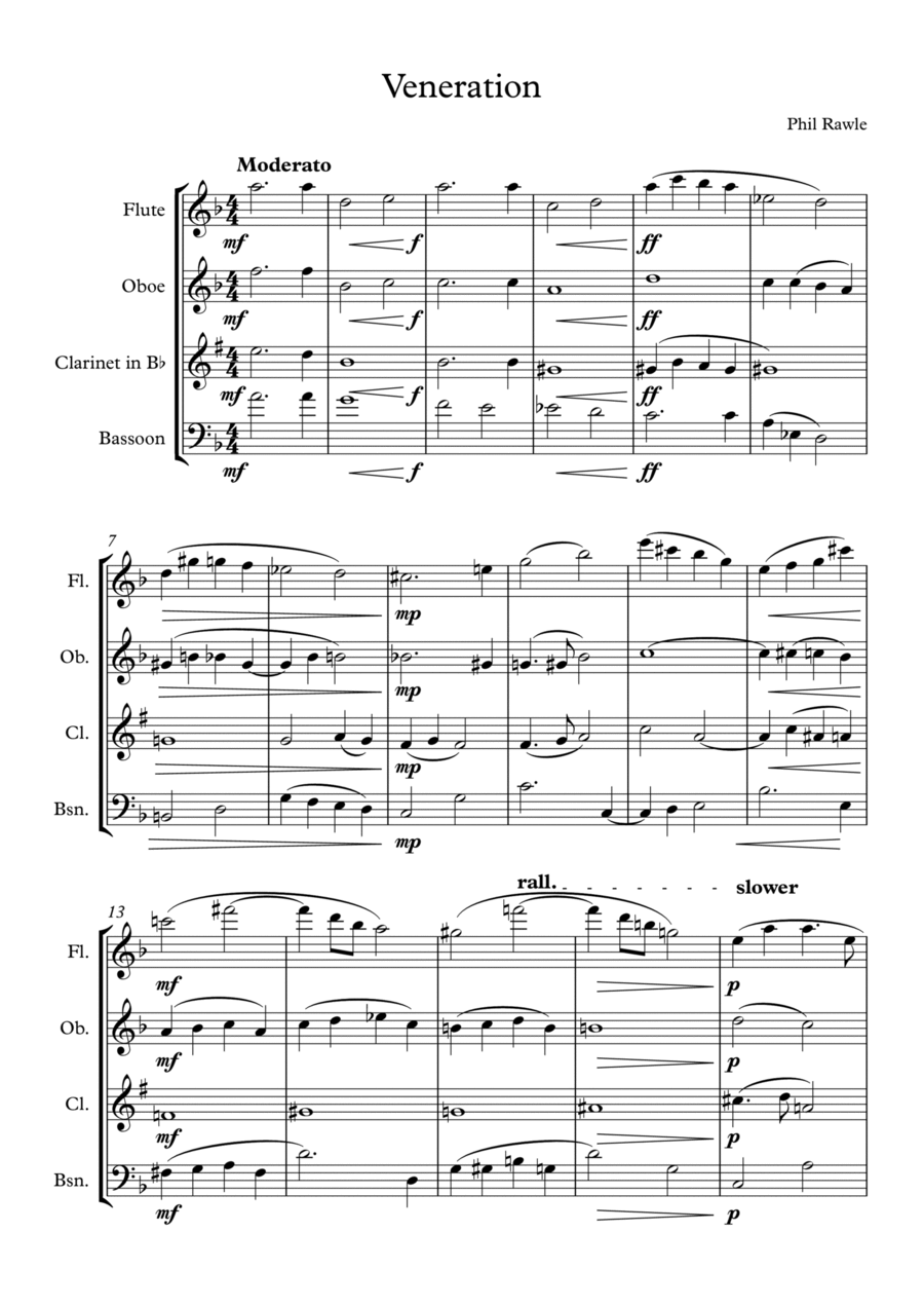 Veneration - Wind Quartet Woodwind Quartet scores gallery preview page 1
