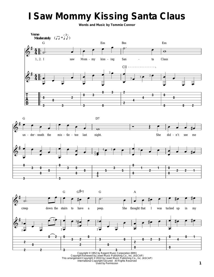 I Saw Mommy Kissing Santa Claus Guitar Solo scores gallery preview page 1