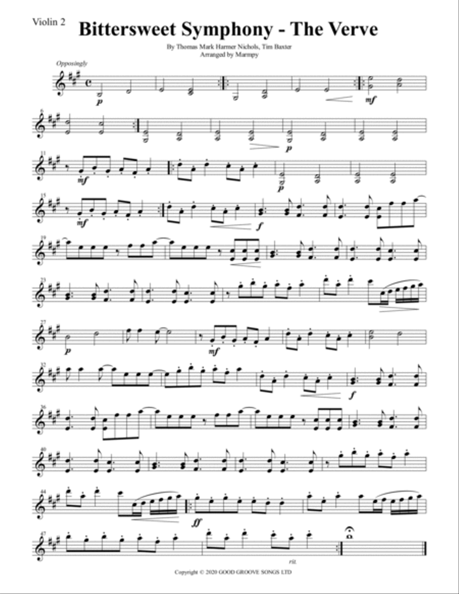 Bittersweet Symphony String Trio scores gallery preview page 2